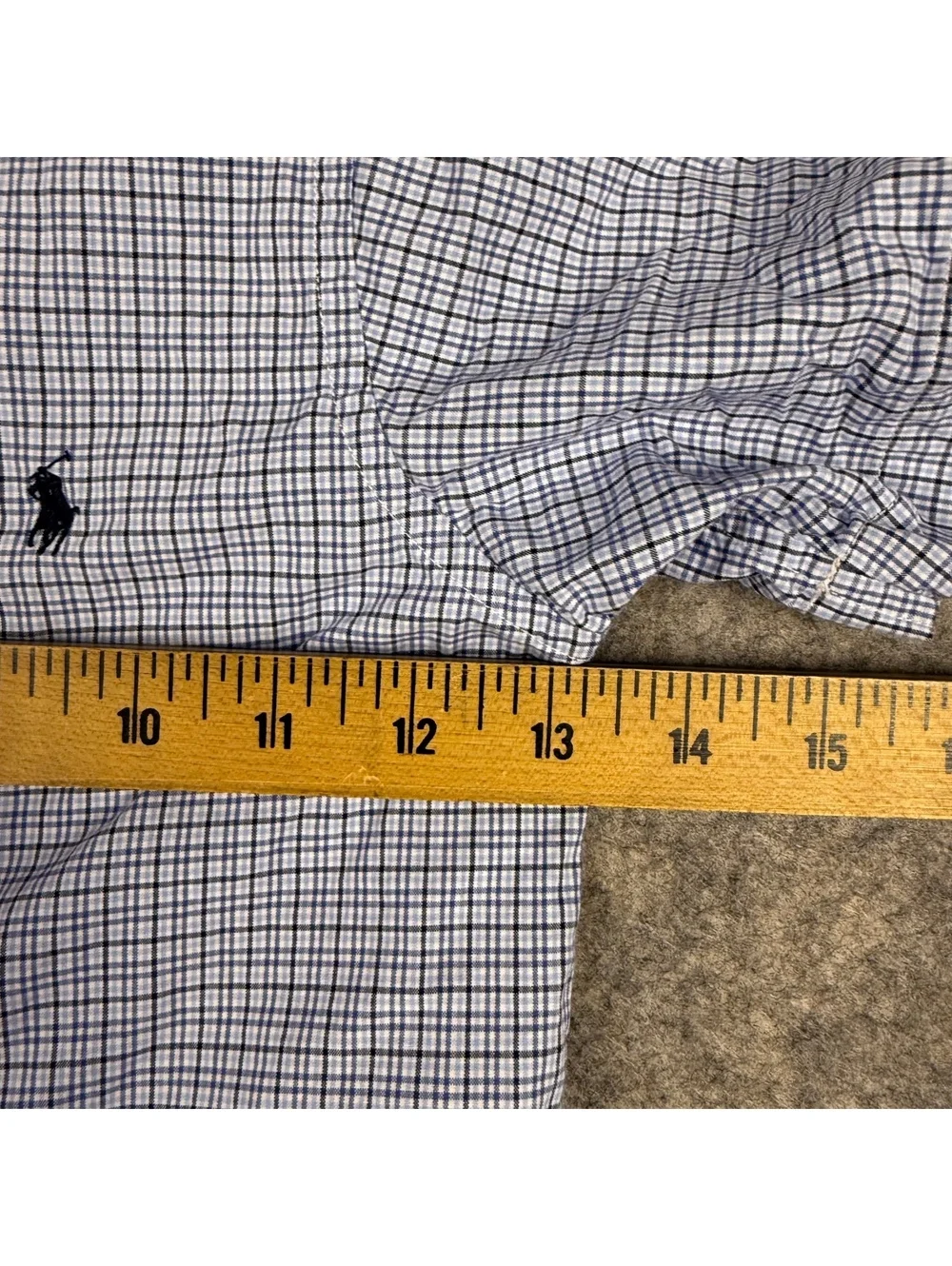 Ralph Lauren Short Sleeve Button Shirt Blue Gray Micro Plaid Boy’s Size 3 3T 289